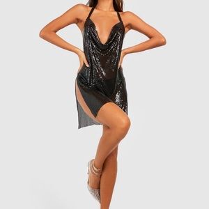 boohoo black chainmail dress M/L